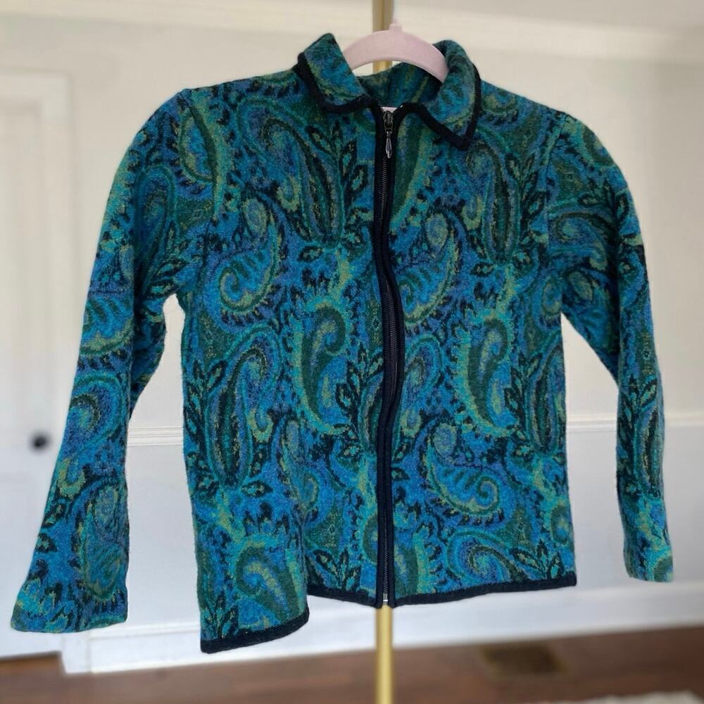 Vintage Pendleton Merino Wool Jacket Vibrant Paisley Classic Cozy Old Money Boho